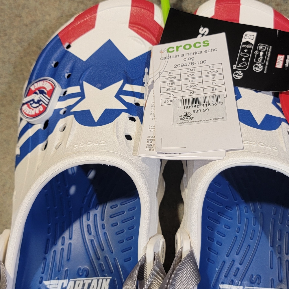 CROCS Captain America Slippers - Red, Blue, White